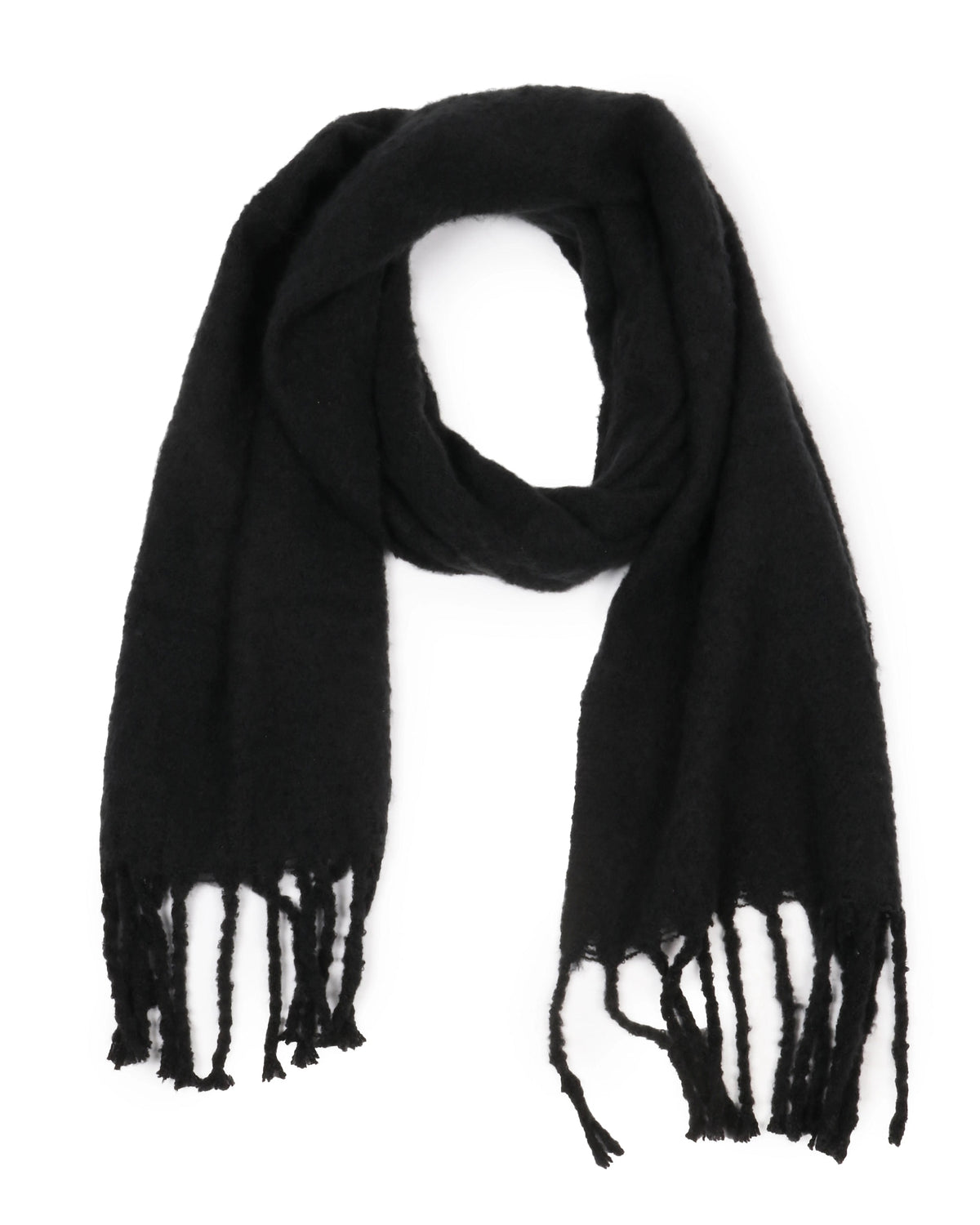 Black $|& David & Young Solid Fringe Scarf - VOF Detail