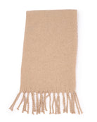 Beige $|& David & Young Solid Fringe Scarf - VOF Detail