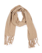 Beige $|& David & Young Solid Fringe Scarf - VOF Detail