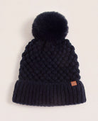 Navy $|& David & Young Pom Textured Hat - Hanger Detail