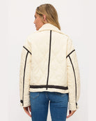 Cream Black $|& Coalition Corduroy Jacket With Piping and Trim - Hanger Side