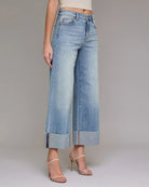 Vintage $|& Hidden High Rise Wide Leg Jeans with Cuffs - Hanger Front