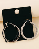 Silver $|& Fame Accessories Gold Dipped Inner Cz Pave Latch Hoop Earrings - VOF Detail