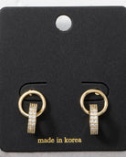 Gold $|& Fame Accessories Gold Ring Connector Cz Pave Bar Drop Earrings - VOF Detail