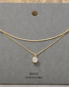 Gold $|& Fame Accessories Round Cz Pendant Layered Chains Necklace - VOF Detail