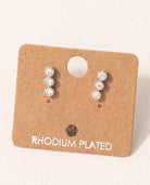 Silver $|& Fame Accessories Gold Dipped Cz Triple Stud Bar Stud Earrings - VOF Detail