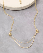Gold $|& Fame Accessories Double Strand Knotted Ring Station Layer Necklace - VOF Detail