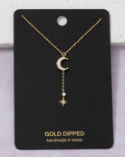 Gold $|& Fame Accessories Gold Dipped Cz Pave Moon Star Lariat Necklace - VOF Detail
