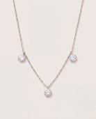 Silver $|& Fame Accessories Dainty Triple Round Cz Bezel Drop Station Necklace - Hanger Detail