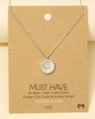 Silver $|& Fame Accessories Gold Dipped Cz Stud Circle Pendant Necklace - VOF Detail