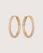 Gold $|& Fame Accessories Gold Dipped Cz Textured Tube Hoop Earrings - Hanger Detail