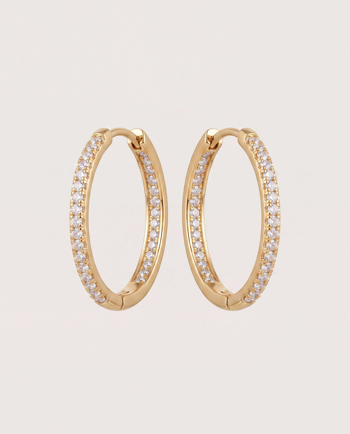 Gold $|& Fame Accessories Gold Dipped Cz Textured Tube Hoop Earrings - Hanger Detail