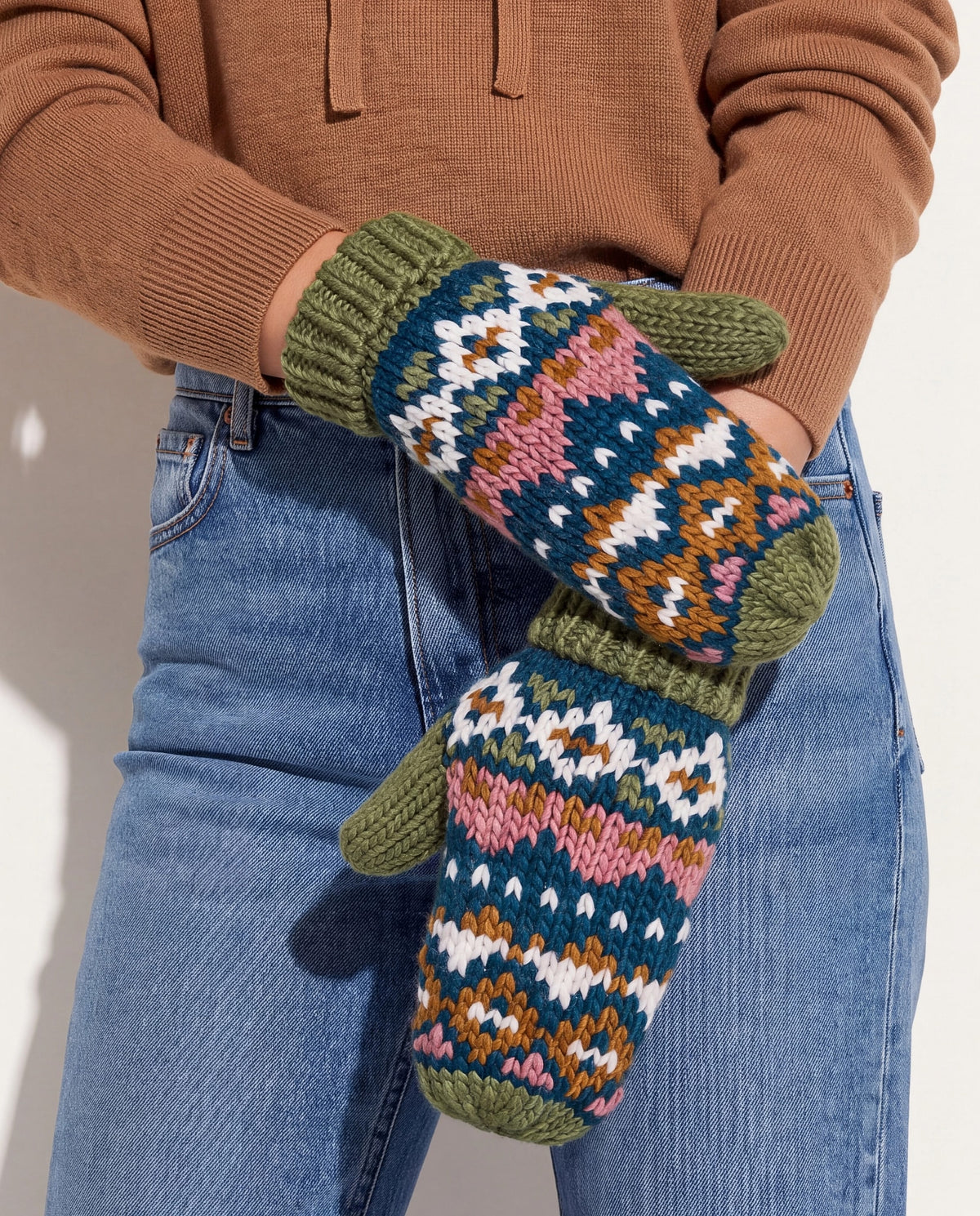 Green Multi $|& Panache Apparel FairIsle Mittens - SOF Front