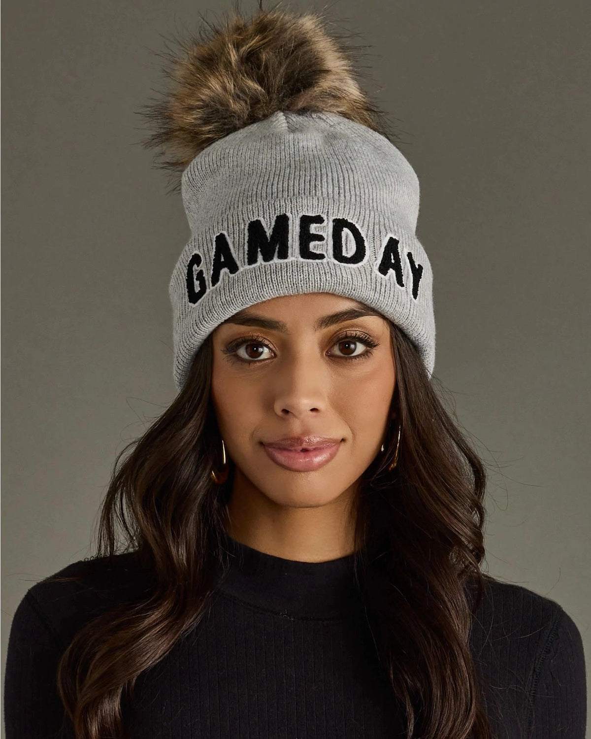 Grey $|& Panache Apparel Gameday Pom Hat - VOF Detail