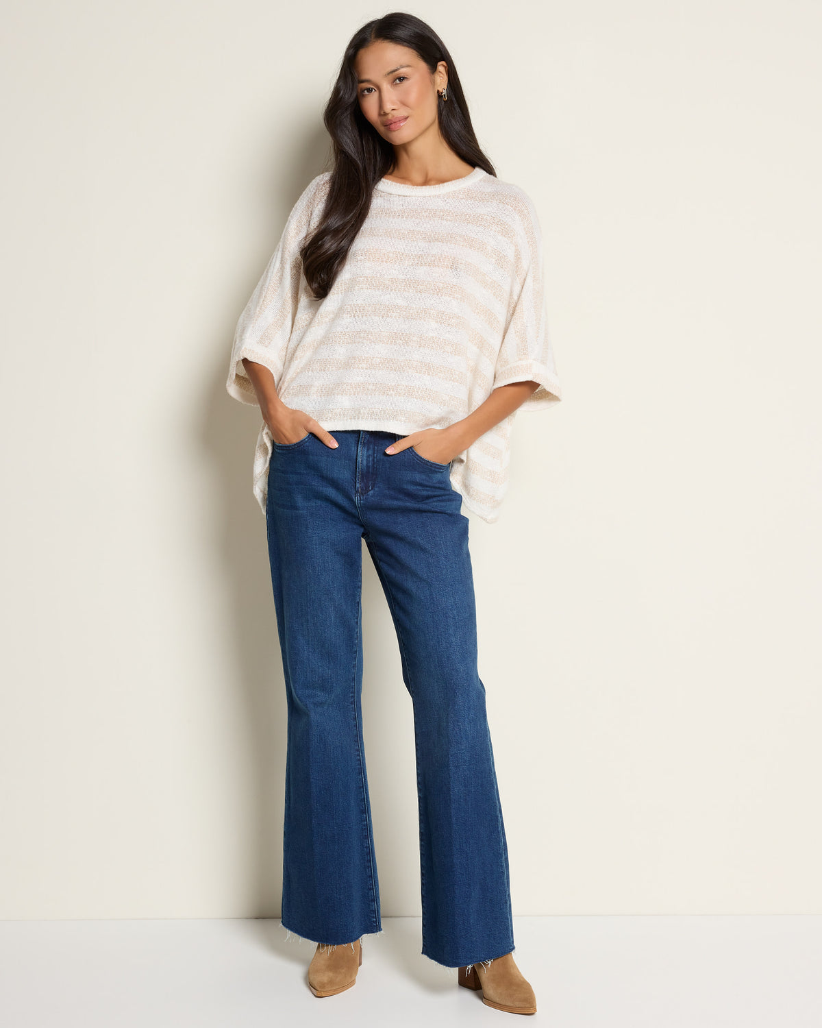 Cream Taupe $|& Sadie & Sage Billie Stripe Dolman Top - UGC On Fig