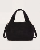 Black $|& Jen & Co. Lia Faux Suede Satchel with Top Handle - Hanger Detail
