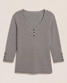 Black White $|& Liverpool 3/4 Button Sleeve Henley Top - Hanger Detail