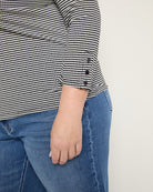 Black White $|& Liverpool 3/4 Button Sleeve Henley Top - SOF Full Front