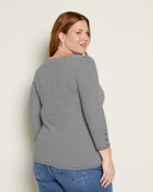 Black White $|& Liverpool 3/4 Button Sleeve Henley Top - SOF Back