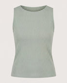 Dusty Sage $|& Liverpool Sleeveless Boat Neck Ribbed Knit Top - Hanger Detail