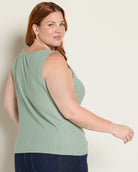 Dusty Sage $|& Liverpool Sleeveless Boat Neck Ribbed Knit Top - SOF Back