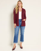 Burgundy $|& Heimious Cozy Cardigan with Pockets - UGC On Fig