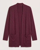 Burgundy $|& Heimious Cozy Cardigan with Pockets - Hanger Detail