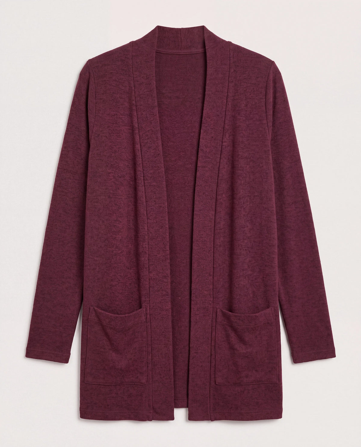 Burgundy $|& Heimious Cozy Cardigan with Pockets - Hanger Detail