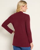 Burgundy $|& Heimious Cozy Cardigan with Pockets - SOF Back