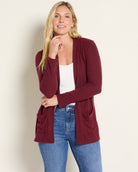 Burgundy $|& Heimious Cozy Cardigan with Pockets - SOF Front