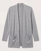Heather Grey $|& Heimious Cozy Cardigan with Pockets - Hanger Detail