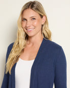 Navy $|& Heimious Cozy Ribbed Cardigan with Pockets - SOF Full Front