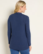 Navy $|& Heimious Cozy Ribbed Cardigan with Pockets - SOF Back