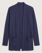 Navy $|& Heimious Cozy Ribbed Cardigan with Pockets - Hanger Detail