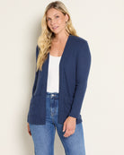 Navy $|& Heimious Cozy Ribbed Cardigan with Pockets - SOF Front