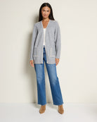 Heather Grey $|& by together Lotte Contrast Stitch Open Cardigan - UGC On Fig
