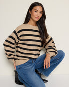 Mocha $|& by together Davis Striped Sweater - SOF Front