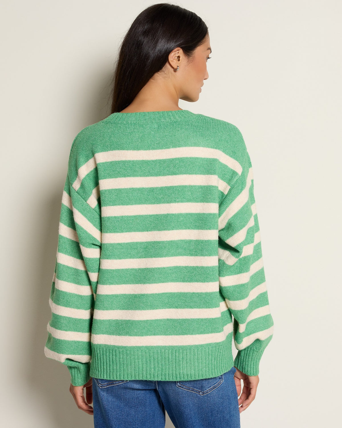 Green Natural $|& by together Davis Striped Sweater - SOF Back