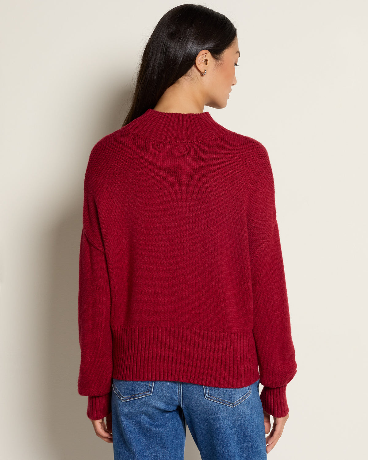Wine $|& by together Uptown Mock Sweater - SOF Back