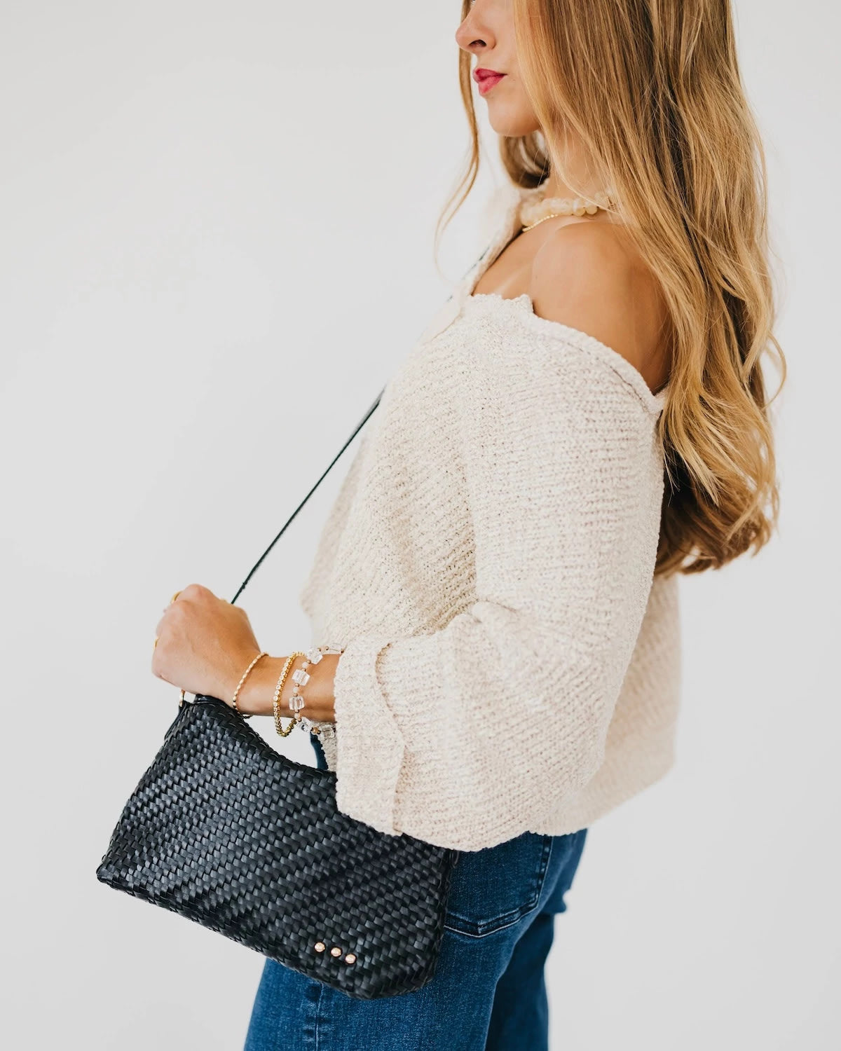 Black $|& Pretty Simple Jaime Woven Crossbody - VOF Detail