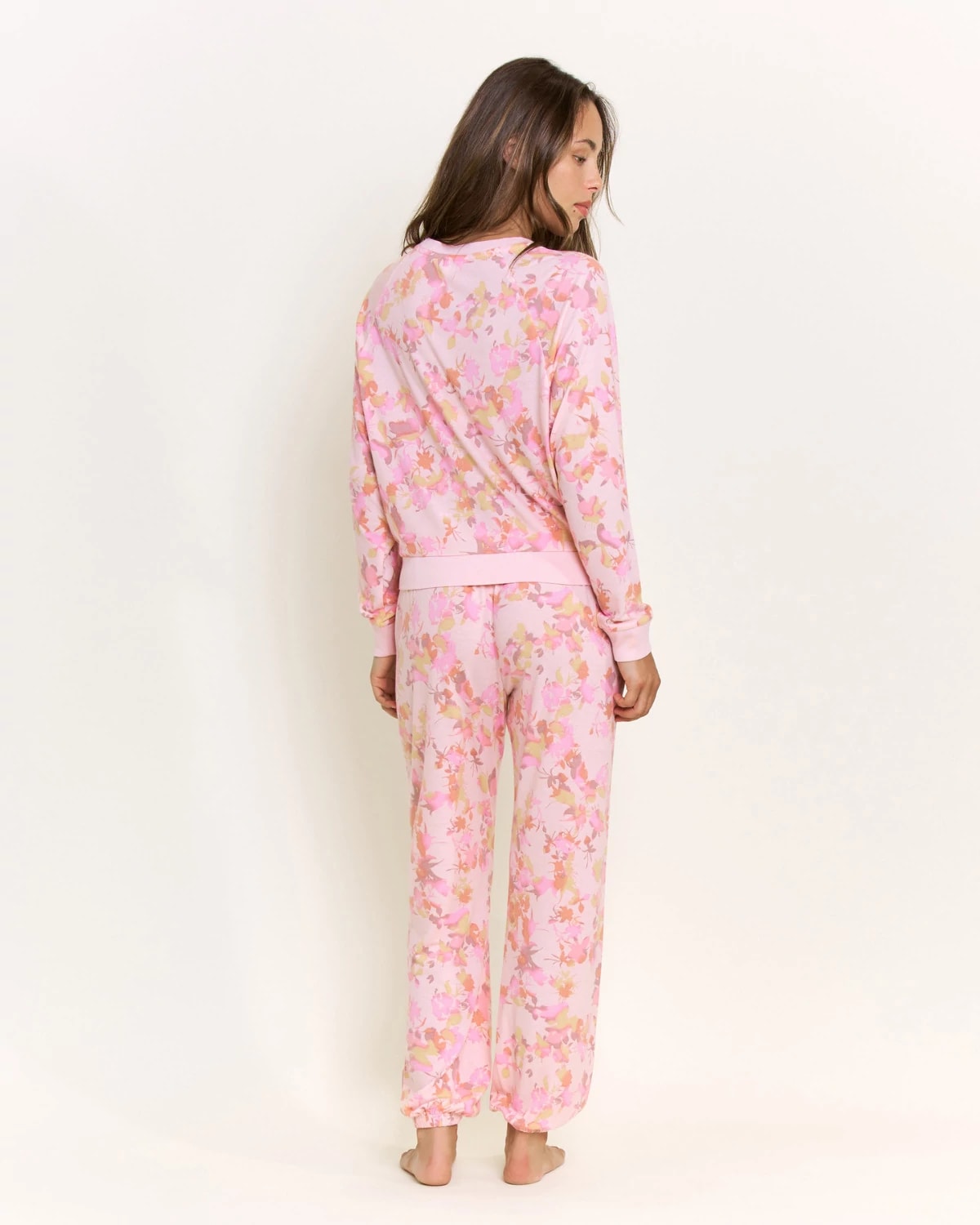 Rose Quartz Floral $|& Honeydew Star Seeker Printed Long Set - Hanger Side