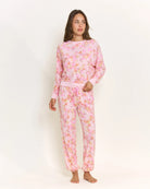 Rose Quartz Floral $|& Honeydew Star Seeker Printed Long Set - VOF Detail