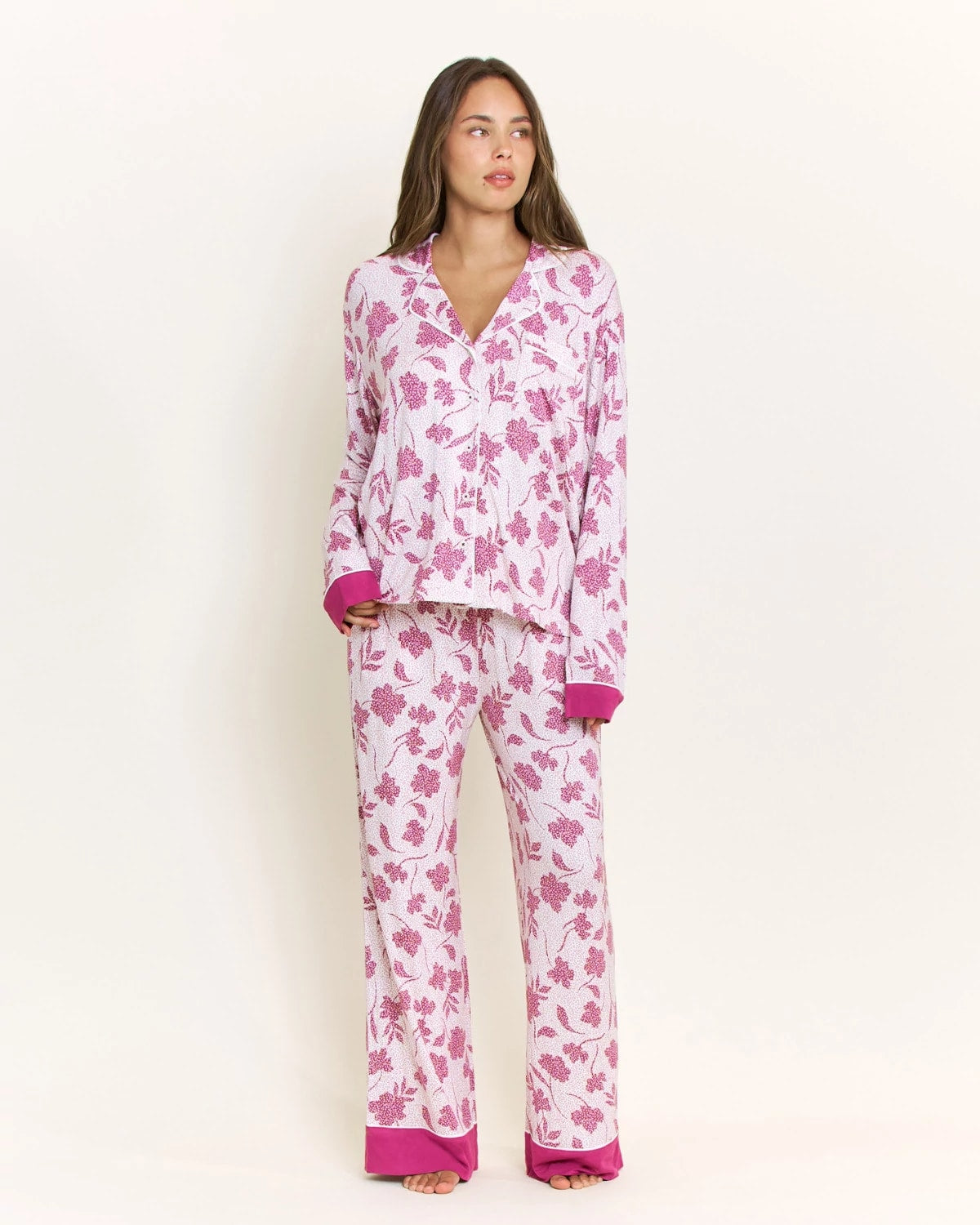 Romantic Lilac Vines $|& Honeydew All American Long PJ Set - VOF Detail
