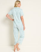Sage $|& flora Janelle Printed Knit Notch Collar PJ Set with Lace - SOF Back