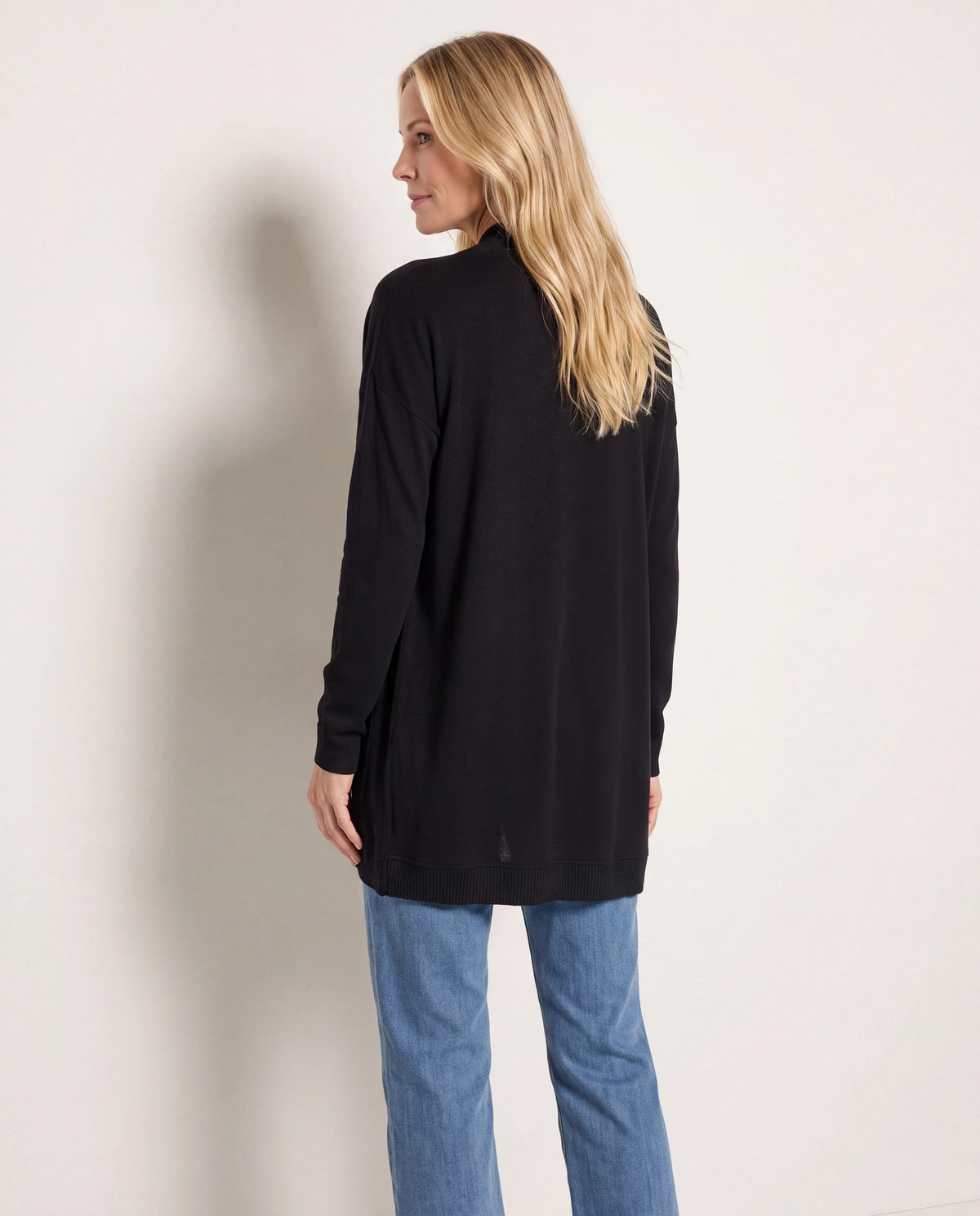 Black $|& W. by Wantable Cozy Cocoon Cardigan - SOF Back