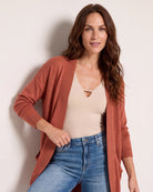 Rust $|& W. by Wantable Cozy Cocoon Cardigan - SOF Full Front