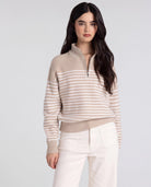 Beige Ivory Stripe $|& Thread & Supply Russel Mini Stripe Pullover - VOF Detail