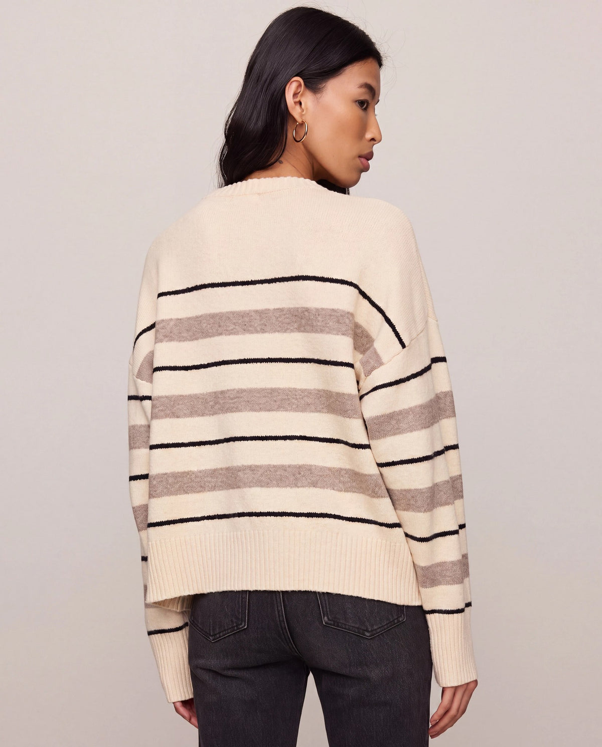 Chalk $|& Z Supply Cirrus Stripe Sweater - Hanger Side