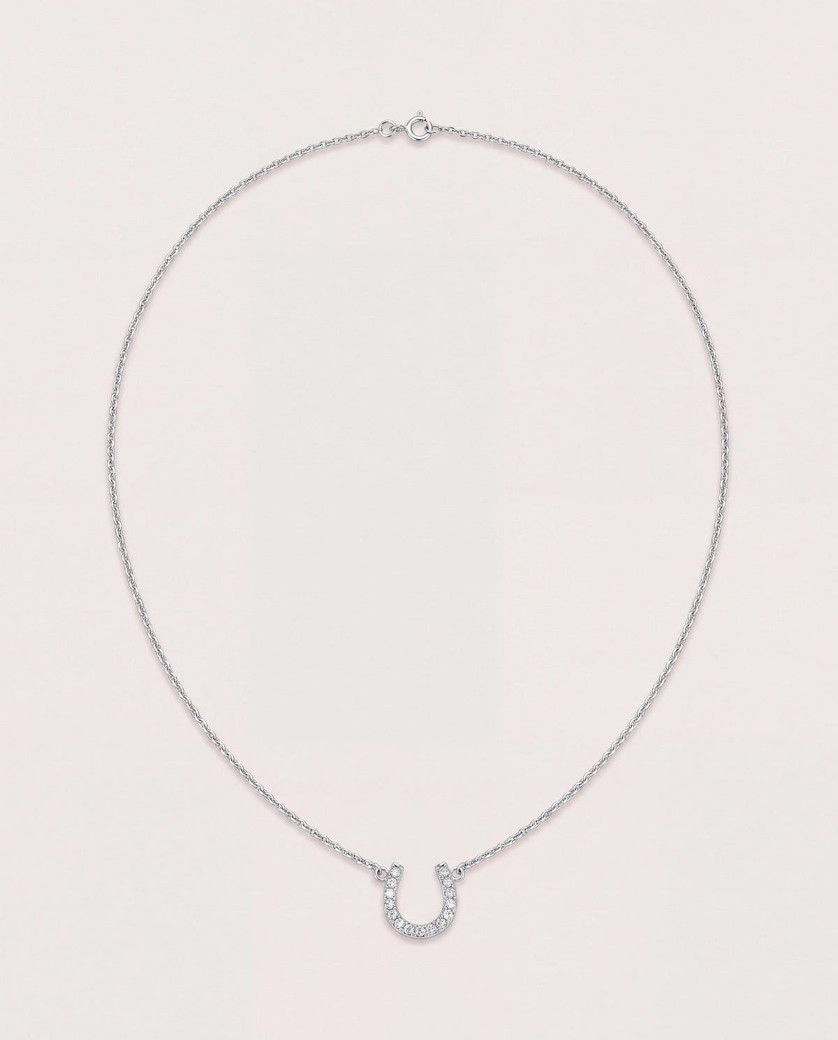 Silver $|& iishii Designs CZ Horseshoe Necklace - Hanger Detail