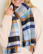 Navy $|& Echo Parkside Plaid Scarf - SOF Full Front